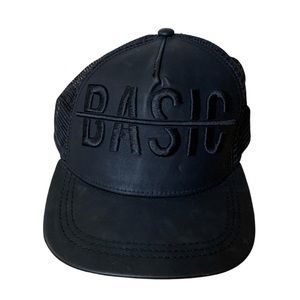 Ninth Hall Faux Leather Black Snapback Hat Hip Hop, Skateboard